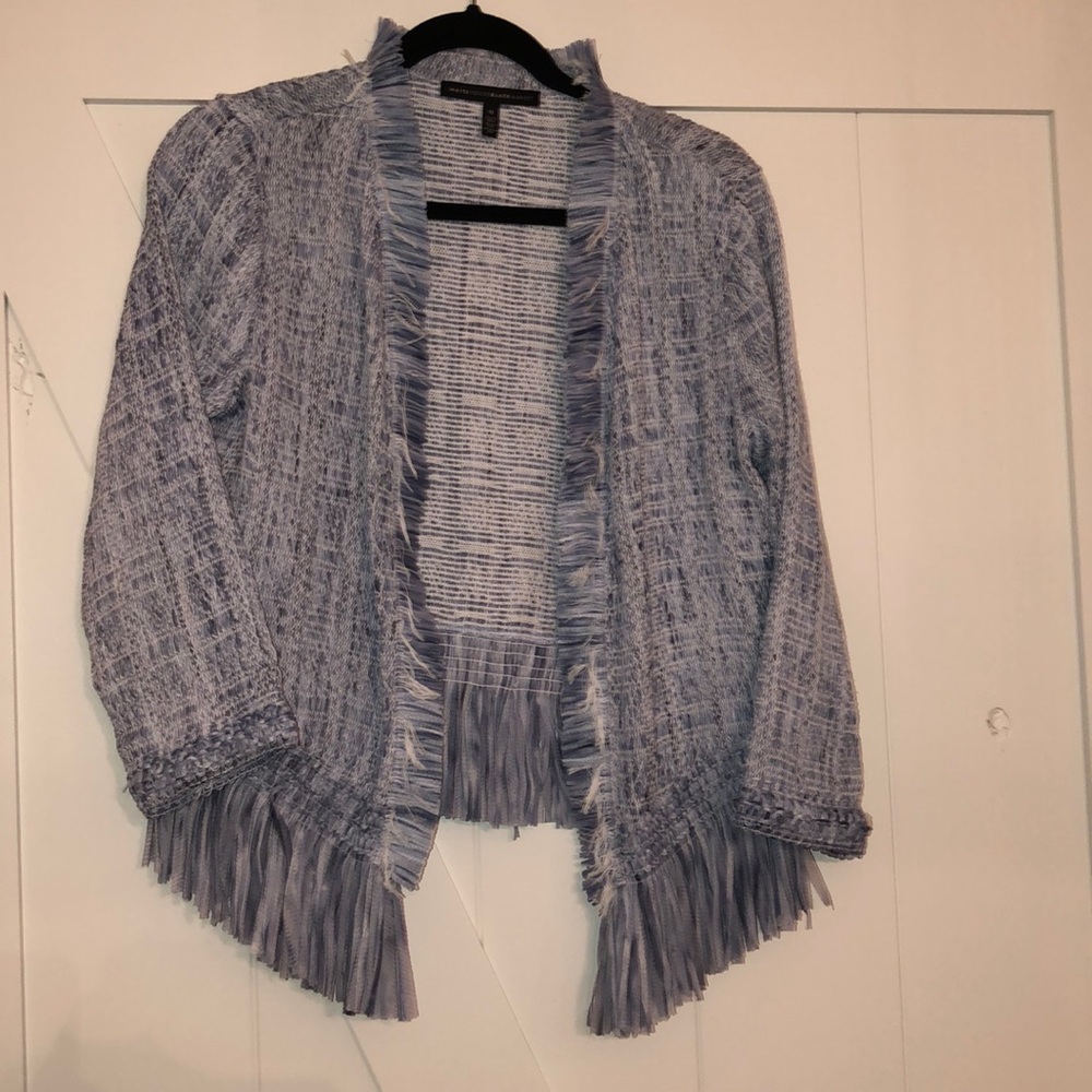 WHBM blue fringe jacket